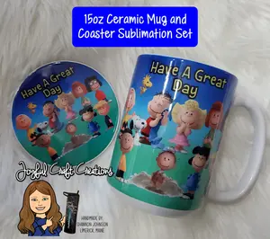 Peanuts 15 oz Ceramic Sublimation Mug & Coaster Set (FREE SHIPPING)