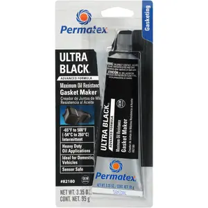 Permatex 82180 Ultra Black Maximum Oil Resistance RTV Silicone Gasket Maker, Sensor Safe And Non-Corrosive, For High Flex And Oil Resistant Applications 3 oz