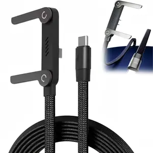 240W Type C to Type C Braided Fast Charging USB C Cable 5ft - Integrated Invisible Phone Stand, Heavy Duty Super Fast Charger PD Charger Cord Compatible with Smartphones