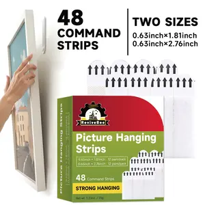 Picture Hanging Strips, White, Holds up to 16 lbs, 24-Pairs, Easy to Open Packaging