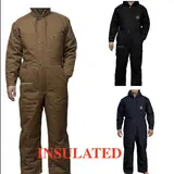 Men's Loose Fit Insulated Coverall with Full Body Protection and Multiple Pockets - Casual, Fabric Menswear Classic Black Brown