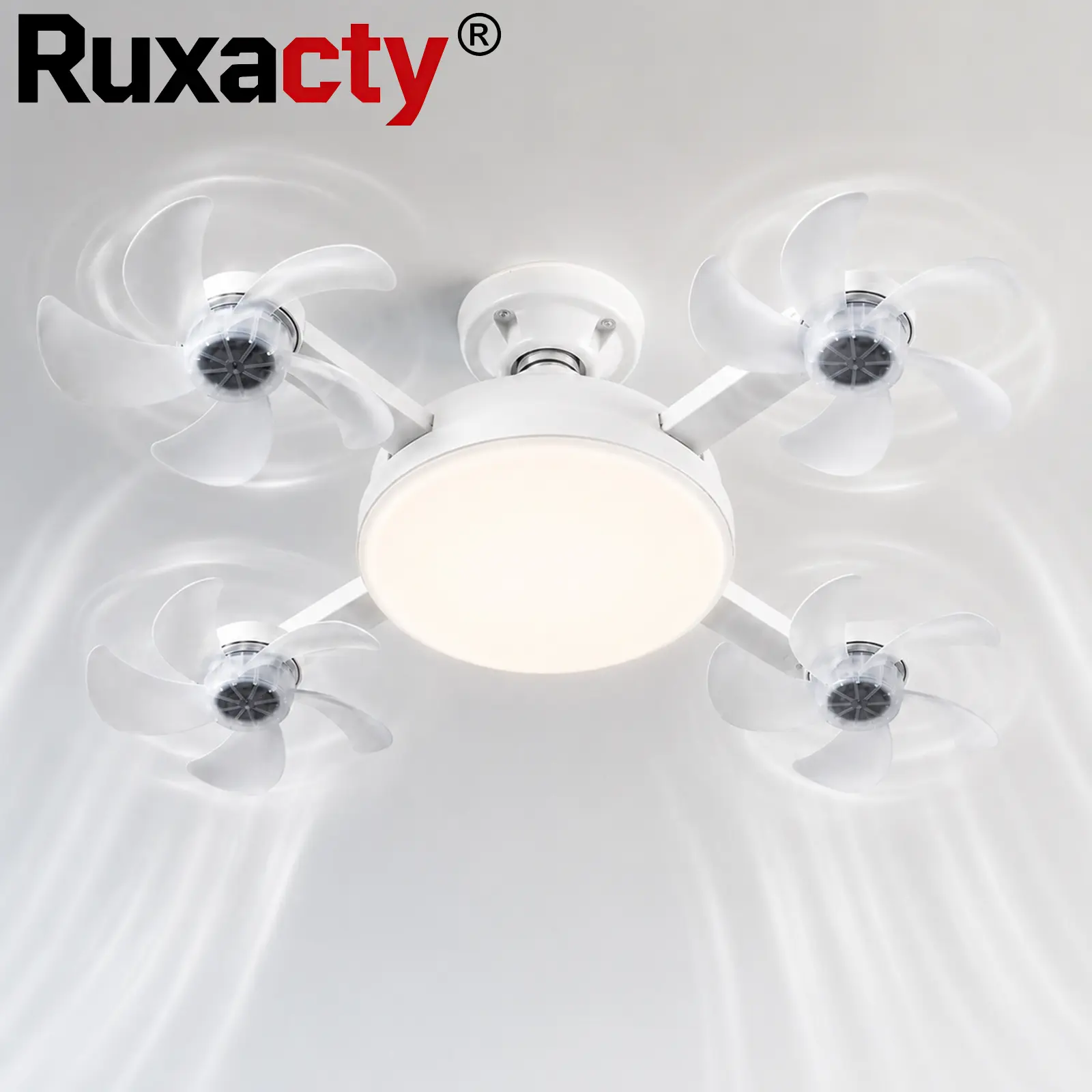 Ruxacty Screw In Ceiling Fan Light with Remote Control 19.7 Inch Foldable LED Socket Fan Light E26 Medium Base Ceiling Fan with 4 Fan Blades Quiet Airflow Bright Lighting Easy Installation for Bedroom Kitchen Garage Office and Dorm
