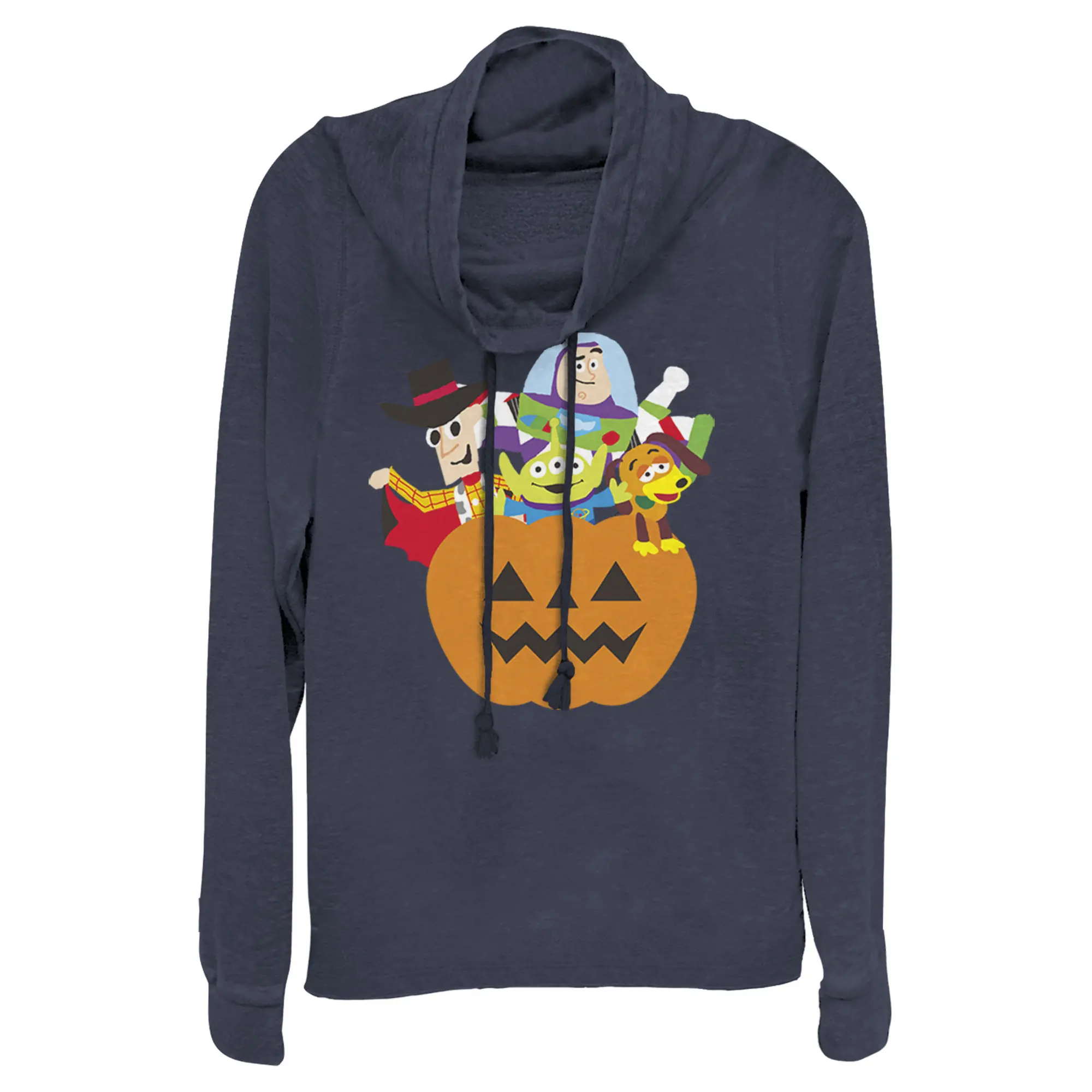 Juniors Womens Toy Story Halloween Toy Treats Cowl Neck Sweatshirt