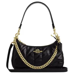 COACH Teri 24 Quilted Leather Shoulder Bag for Women in Gold and Black