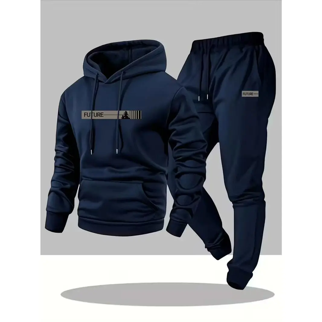 Men's Loose-fit Hoodie Jacket With Long Sleeves And Matching Pants