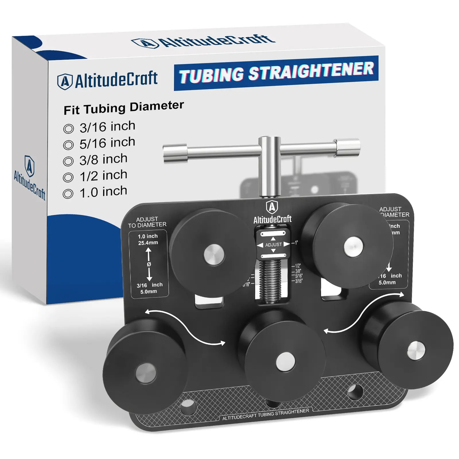 AltitudeCraft Tubing Straightener - Industrial-Grade Portable Plumbing Tool with Dual-Roller Mechanism, Precision Bearings, Acetal Rollers, 3/16"-1" Tubing Fit, Compact Design, Consistent Damage-Free Straightening, Mounting-Ready Heavy-Duty for HVAC Lines