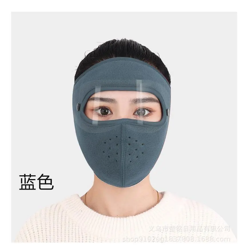 Winter goggles with blue face mask