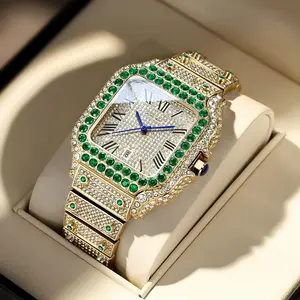 Dayand Night Elegant Quartz Watch - Unisex 42mm Square Face Wristwatch with Diamond Accents, Moissanite, Roman Numerals, Waterproof, Business Casual for Daily Wear & Gifting, Watches for Women
