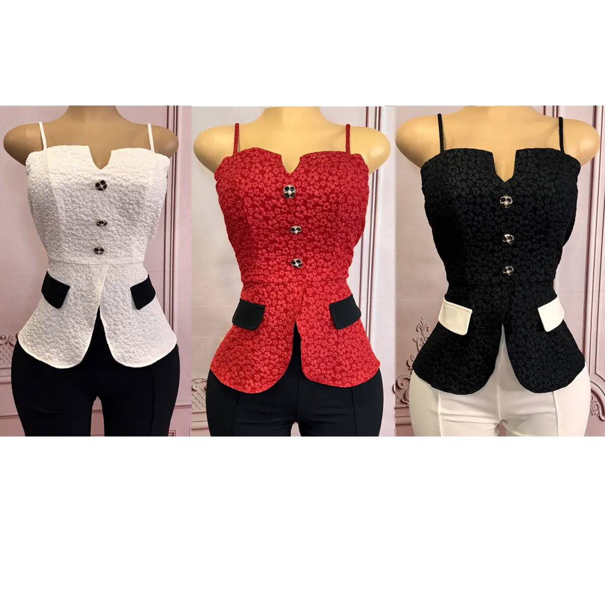 FLORAL TOP -  ADJUSTABLE STRAPS, ZIPPER