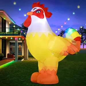 6ft Christmas Rooster Inflatable Toy Blow Up Animal Cute Chicken, Decorations Outdoor Yard Built-in LED Lights Large Decoration Party Farm Lawn Holiday Outdoor