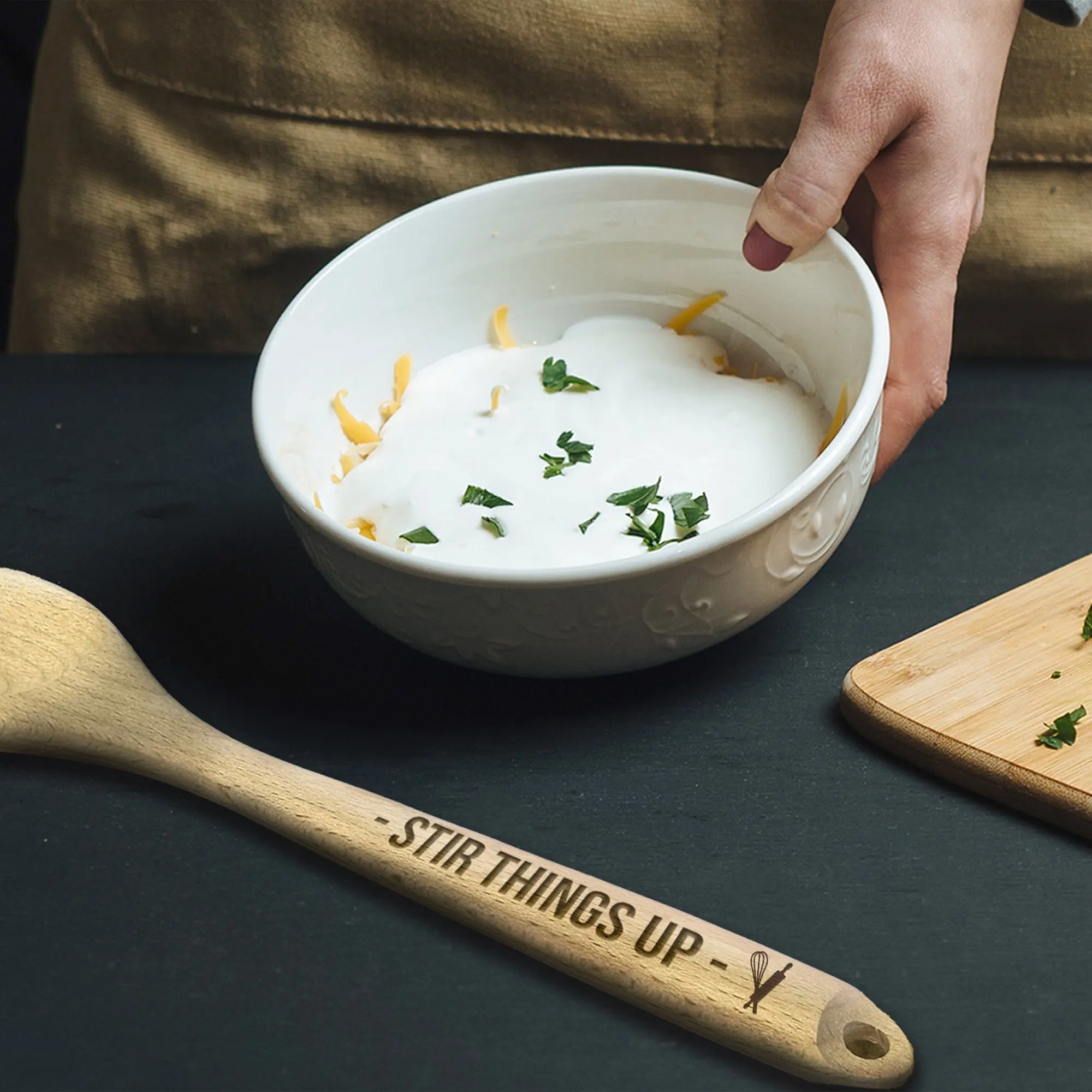 Personalized Laser Engraved Flat Wooden Spoon