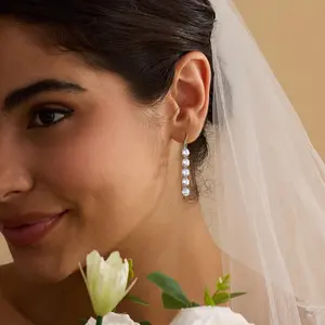 Women's Zircon Design Dangle Earrings, Exquisite Trendy Stud Earring Jewelry, High Quality Earrings, Fashionable Jewelry for Women for Daily & Party Decoration, Gifts for Wife, Earring Stacking Set, Dangle Hoop Earrings