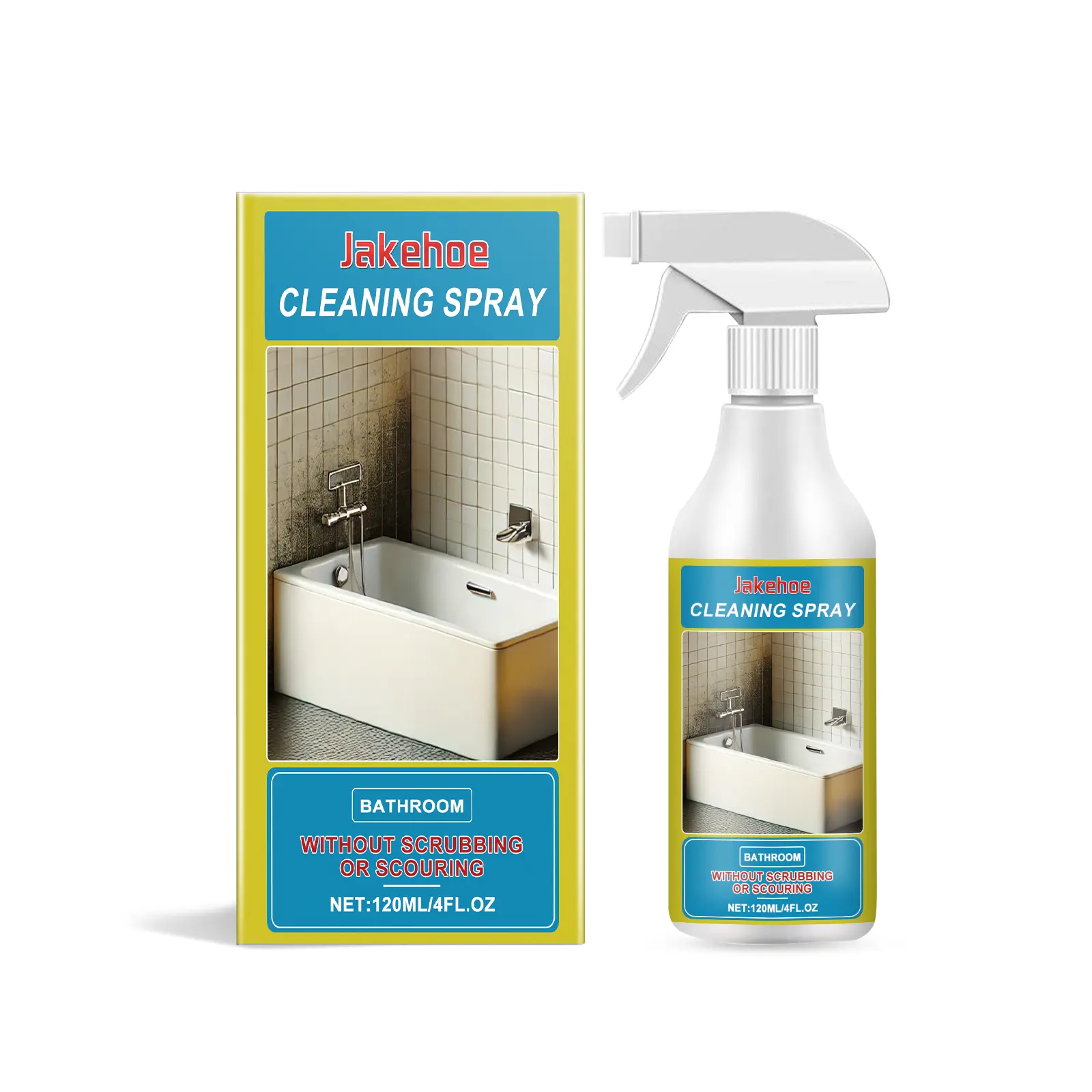 Jakehoe Mild Household Cleaning Spray, Stain Remover with Spray & Wait Formula for Descaling, Water Stains, Bathroom Walls