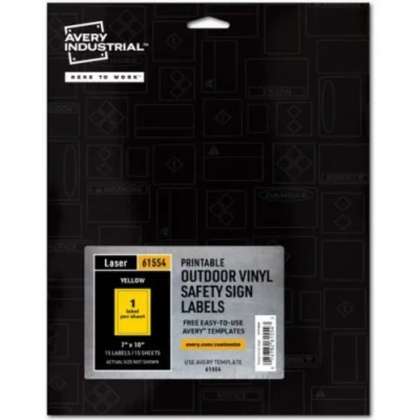 Avery AVE61554 Adhesive Printable Vinyl Signs, Yellow