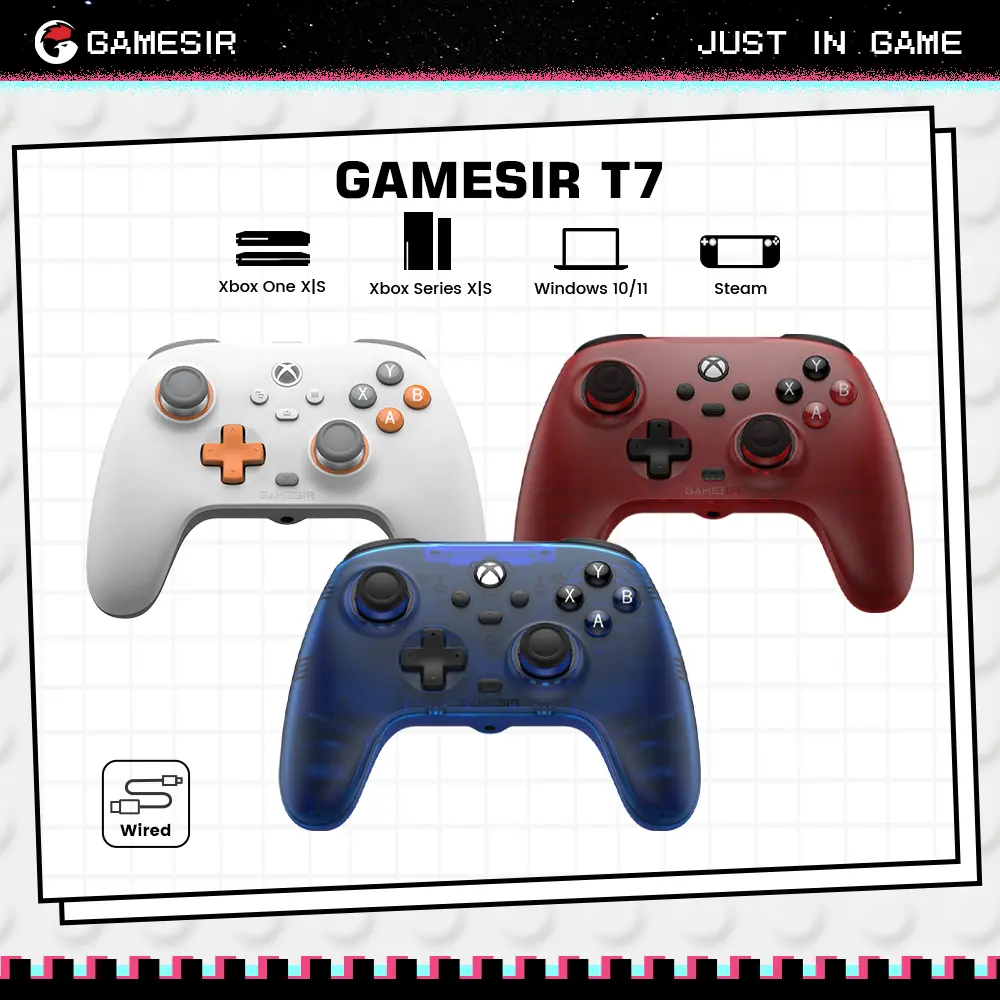 GameSir T7 Wired Entry-Level Console Controller - Accessories for Xbox Series X|S, Xbox 1, Windows 10/11, Interactive Gaming, PC Gamepad with 3.5mm Audio Jack