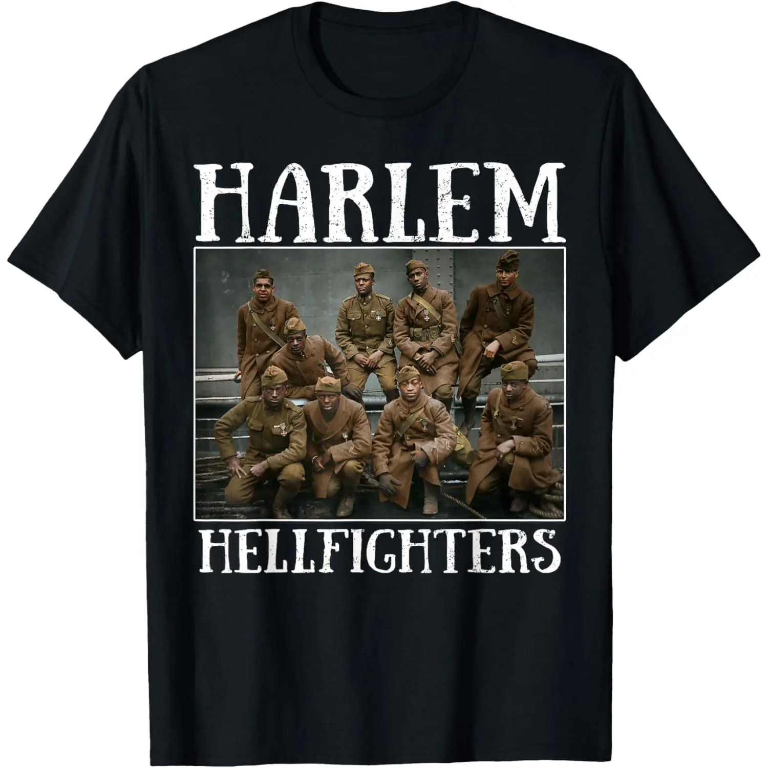 Harlem Hellfighters Graphic T-Shirt for Men, Heavyweight 100% Cotton Regular Fit Top, Black History Short Sleeve Apparel, Tshirt, Shortsleeve, Outfits, Hem, Menswear, Fabric, Round Neck, Print, Soft, Classic, Siblings, Casual Fit, Father's Day, Vivid Prin