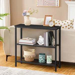 HOOBRO 29.5" Narrow Console Table, 3-Tier Entryway Table, Thin Sofa Table with Shelves, Side Table, Display Table, for Hallway, Entrance, Living Room, Bedroom, Black#springtok #SummerVibes