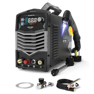 Sunstac SS-50C Blowback Pilot Arc Plasma Cutter 50Amp | 110/220V Dual Voltage, 4/5" Max Cut, LCD Display | Non-HF & Non-Touch IGBT Cutting Machine