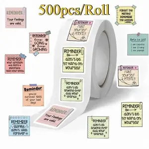 1 roll/500 pieces of reminder notes roll stickers notebook computer ledger envelope water cup seal stickers decorative stickers