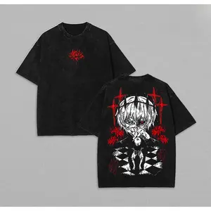 Retro Limited Heavy Vintage 'One-Eyed King Kaneki Ken' Tokyo Ghoul Double-Sided Washed  Tee  Unisex Lightweight Anime T-Shirt for Fans Fabric Menswear anime inspired graphic tee wicked merch funny t shirt t shirts for men