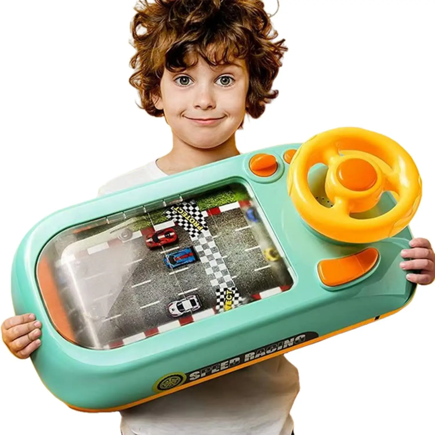 Toys for Steering Wheel for Kids, Inspired by Spaceships Racing Adventure Game Consoles for Children, Tabletop Driving Simulation Games Toys for Kids with Sound Ages 3+ Year Old (Green)