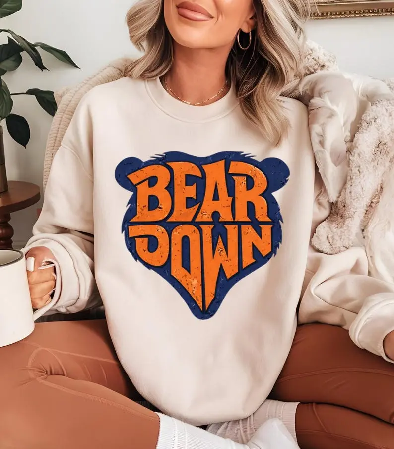 Chicago Football Sweatshirt, Retro Bear Mascot Crewneck, Vintage Game Day Pullover, Fan Gift