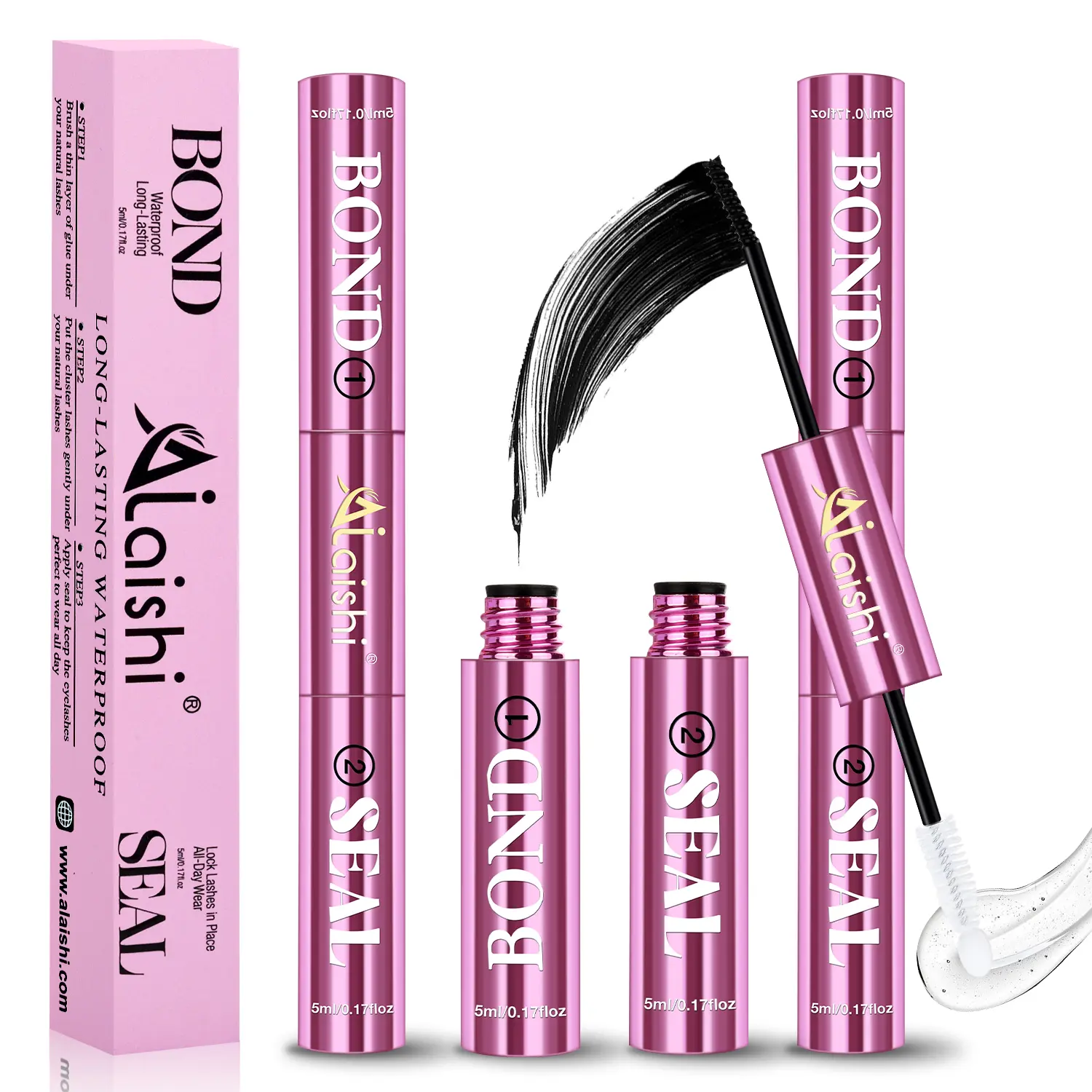 Ailaishi 2in1 Lash Bond & Seal Waterproof Glue Long Lasting Strong Hold for Cluster Lashes Easy Use for Beginners, Makeup Glue & Remover, DealsForYouDays
