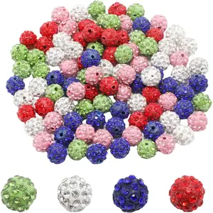 Household daily necessities Pine & Linen 100 pcs 10mm Shiny Rhinestone Beads, Round Disco Ball Bulk Sparkle Clay Baseball, Fancy Crystal Beads for Jewelry Making/Crafting and DIY(5 Colors)