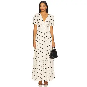 MORE TO COME Devin Maxi Dress in Cream Polka Dot