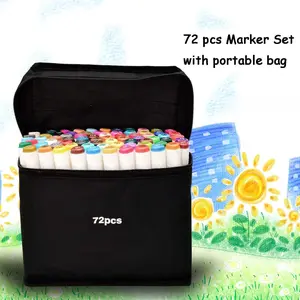 72pcs Colors Dual Tip Art Markers, Alcohol Based, Highlighter Pen, Sketch Drawing, Chisel/Fine Twin Tips, For Adult Coloring Markers, Triangular Shape