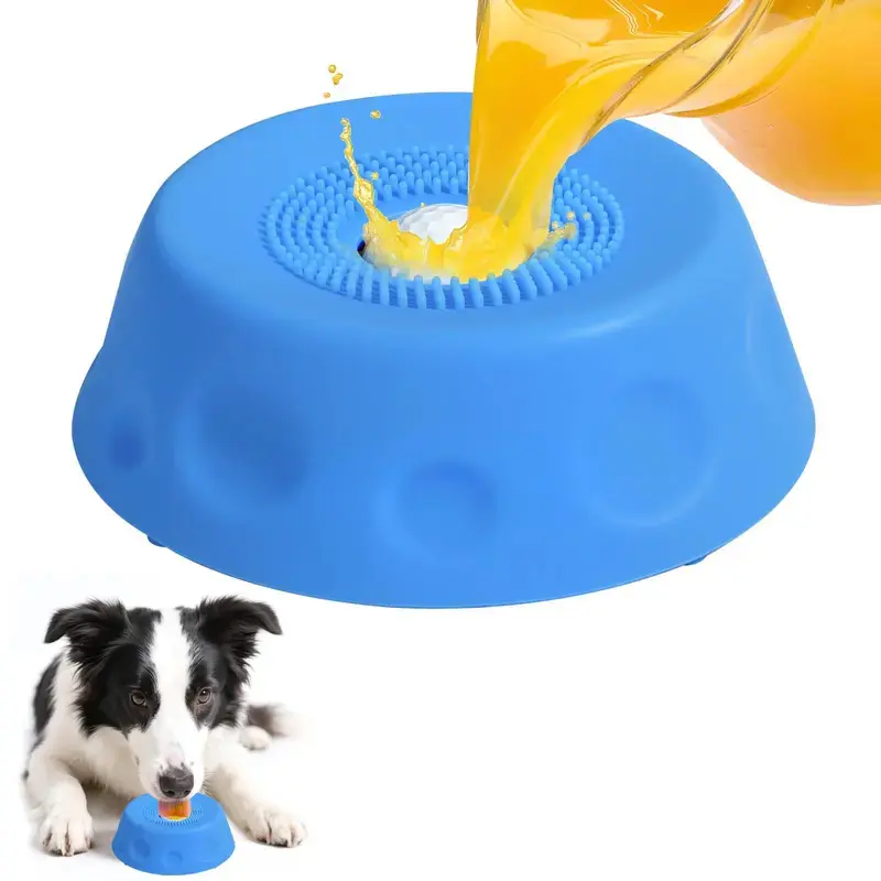 3-in-1 Suction Slow Feeder Dog Bowl, No-Spill Licking Mat with Built-in Treat Ball, Interactive Anti-Slip Dog Bowl for Yogurt, Peanut Butter & Liquid Treats