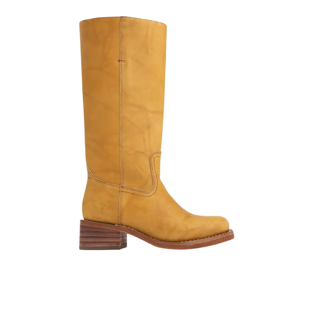 Frye Womens Campus 14L Pull On Casual Boots Mid Calf Low Heel 1-2" - Yellow