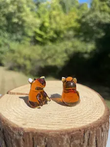 Capybara Glass Figurine | Cute Animals Murano Blown Glass Capybara Gift | Tiny Art Glass Guinea Pig Miniature  Desk Decor for Animal Lovers