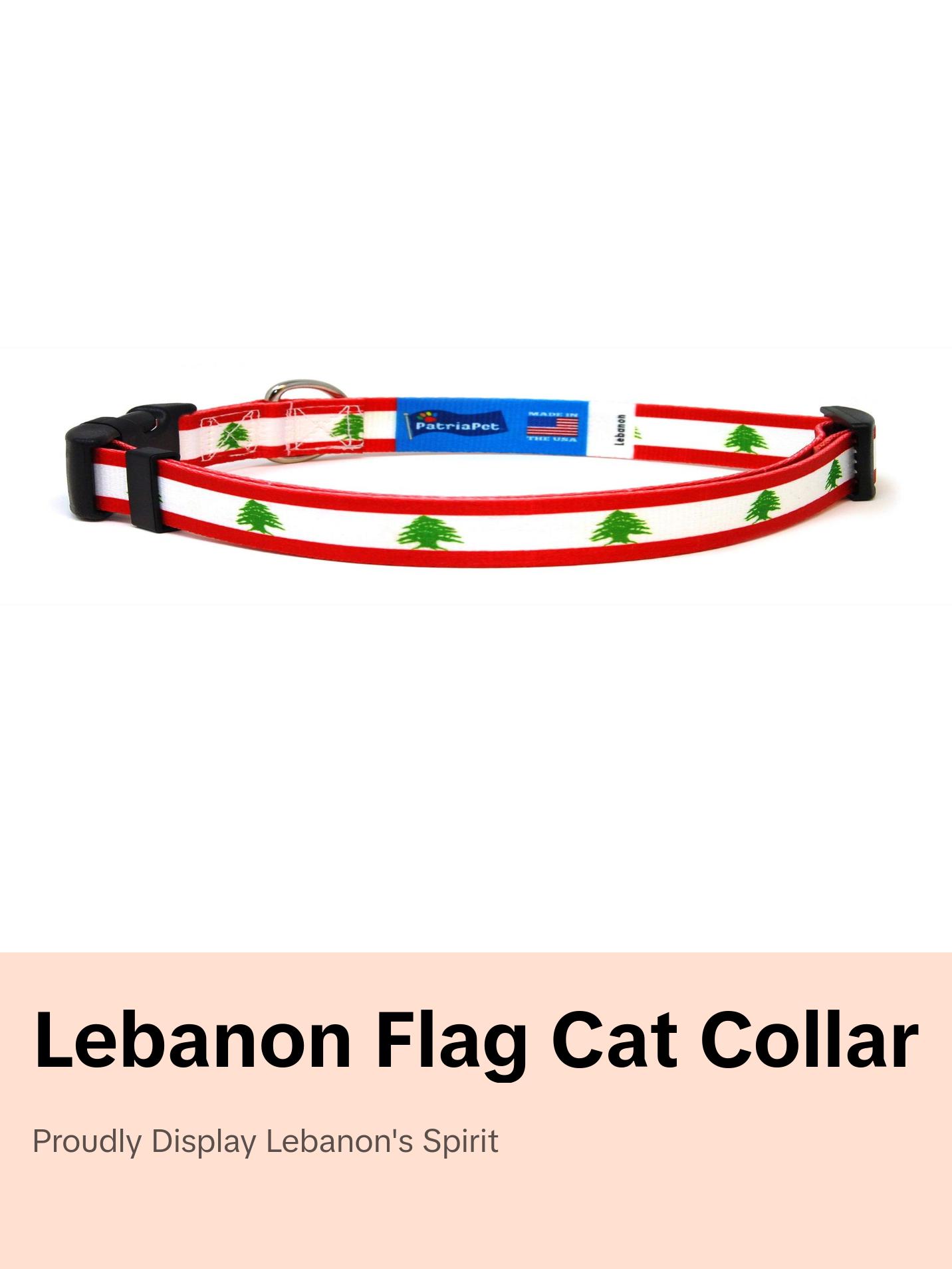 Cat Collar with Lebanon Flag | Great For National Holidays, Festivals, Parades, Sporting Events, Pride Events