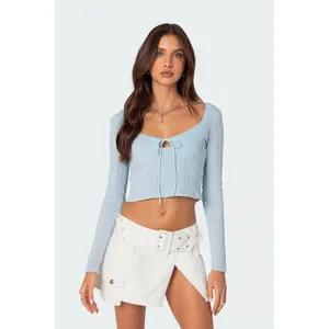 Edikted Women's Lorey Lace Knit Long Sleeve Top