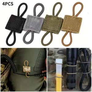 4pcs Multi-Color Durable Polyester MOLLE Backpack Clips with Elastic Webbing Lock - Ideal for Securing Gear on Tactical Packs Camo