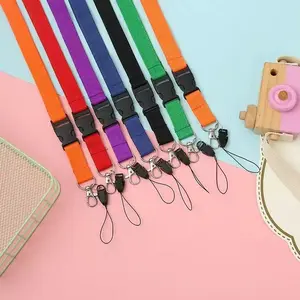 New Solid Color Polyester Lanyard with Shiny Thread ID Card Holder Strap Camera Neck Hanging Rope Keychain Versatile Usage