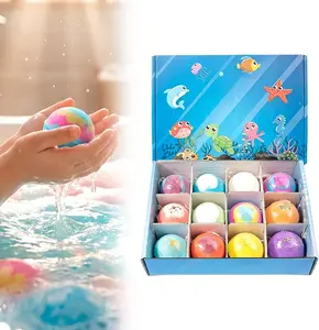 Bath Bombs with Surprise Inside, 12 Pack Fizzy Bubble Bath Gift Set, Dinosaur Egg & Ocean Theme Bath Fizzies, Natural Sea Salt Color Changing Spa Easter Bath Balls