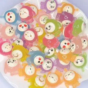 50-Piece Set Cartoon Mini Glow-in-the-Dark Eggs Party Toys, Cute Cartoon Figurine, Micro Food Play Resin Figure Accessories, DIY Handmade Toy Light-Up Garden Landscape Desktop Car Desk Ornament