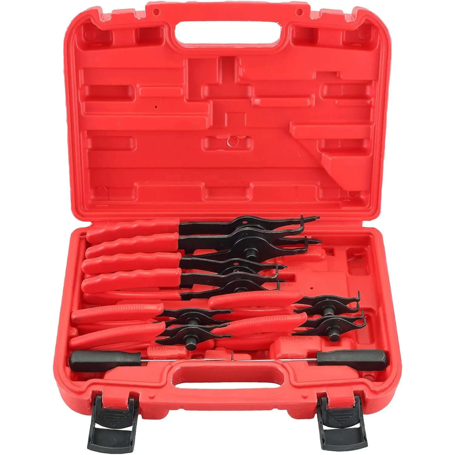 Snap Ring Plier Set 11PCS Straight & Bent Retaining Ring Pliers w/Hook & Pick Heavy Duty Internal External Pliers .038in - .09in Circlip Combination Retaining Clip for Car Trunk Motorcycle