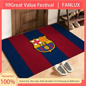 Sports Barcelona Floor Mat This soft flannel mat provides a cozy Soft flannel mat with quick water absorption, non-slip and durable. Easy to clean, ideal for bathroom and entryway use.