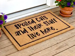 Funny Cat Doormat, Funny Door Mat, Welcome Mat, Cat Lover Gift, Housewarming Closing Gift, Cat Decor, Spoiled Cats and Their Staff Live Here
