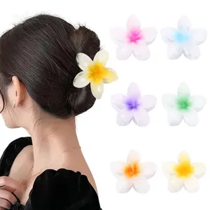 AWAYTR 6Pcs/Set Flower Hair Claw Clips for Women Nonslip Hair Jaw Clips Plumeria Flower Hair Clips for Thin Thick Hair Headwear