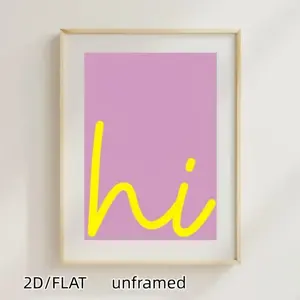 Modern Minimalist Handwritten Hi Wall Art Poster, Decorative Artwork, Abstract Letters on Canvas, Frameless Vertical Decor for Living Room Bedroom Kitchen
