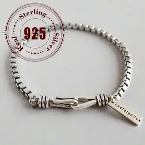 925 Sterling Silver Vintage Box Chain Cross Bracelet Perfect For Everyday And Party Wear Lightweight 3.8g