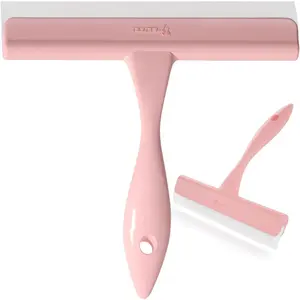 5" Silicone Shower Squeegee for Glass Doors Car Windows Bathroom Mirror Tile Kitchen - Compact Pink with Hanging Hole Streak-Free Cleaner for Household Cleaning