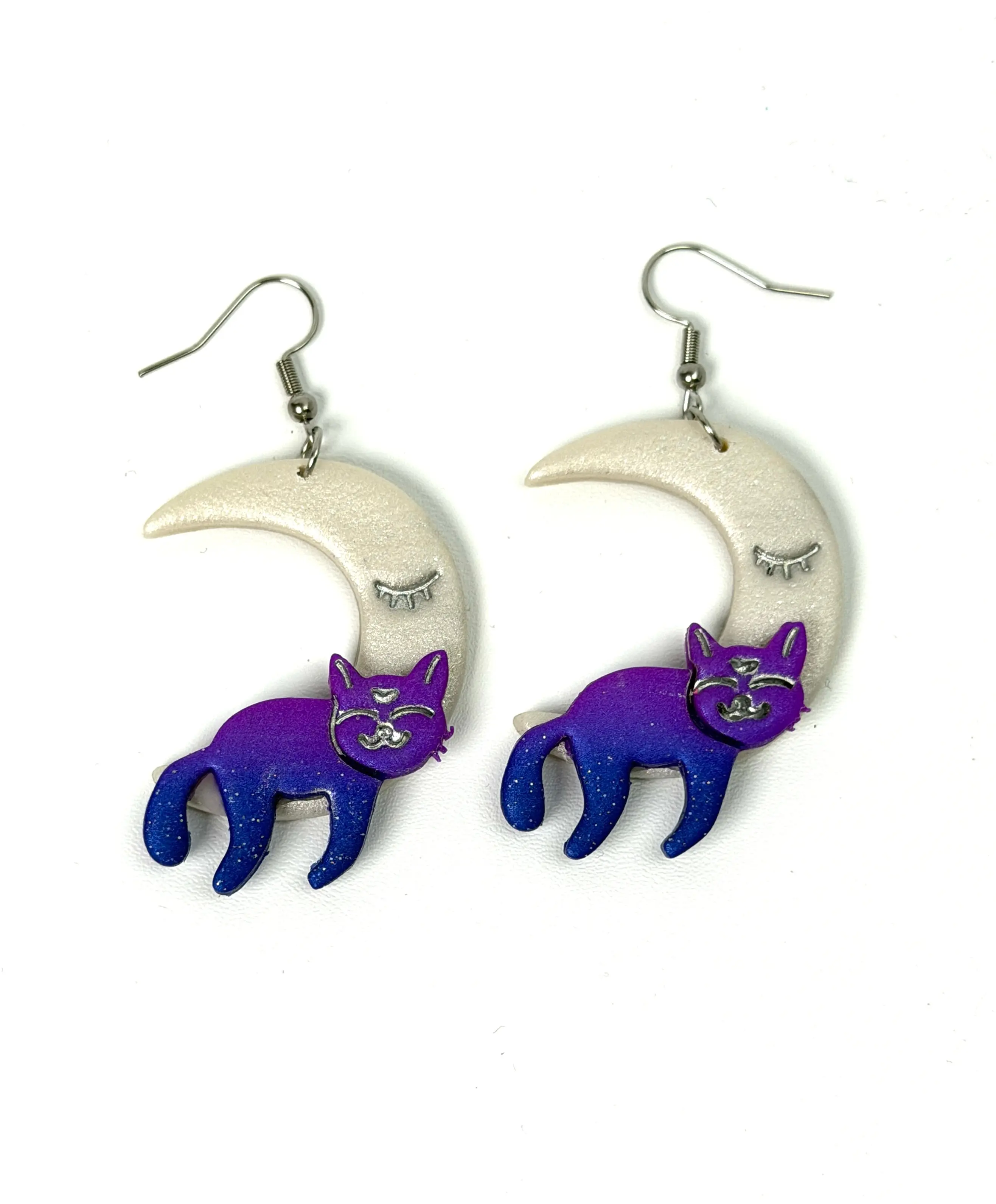 Enchanted Craftworks Enchanted Catnap Handmade Polymer Clay Earrings with Hypoallergenic Posts Lightweight Comfortable Everyday Wear