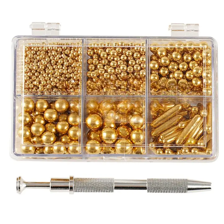 Edible Gold Mix Sugar Sprinkles, Candy Pearls & 4-Claw Sprinkle Pen Baking Kit, 118g (4.16 Oz) Gift Box, Candies for Cake Decoration Supplies, Ice Cream Toppings