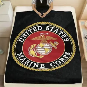Pure Country  US Marine Corps - Emblem Blanket , USMC Eagle Globe Anchor Fleece Blanket - Semper Fidelis Marine Corps Throw for Veterans ,  USMC Veteran Gift Blanket
