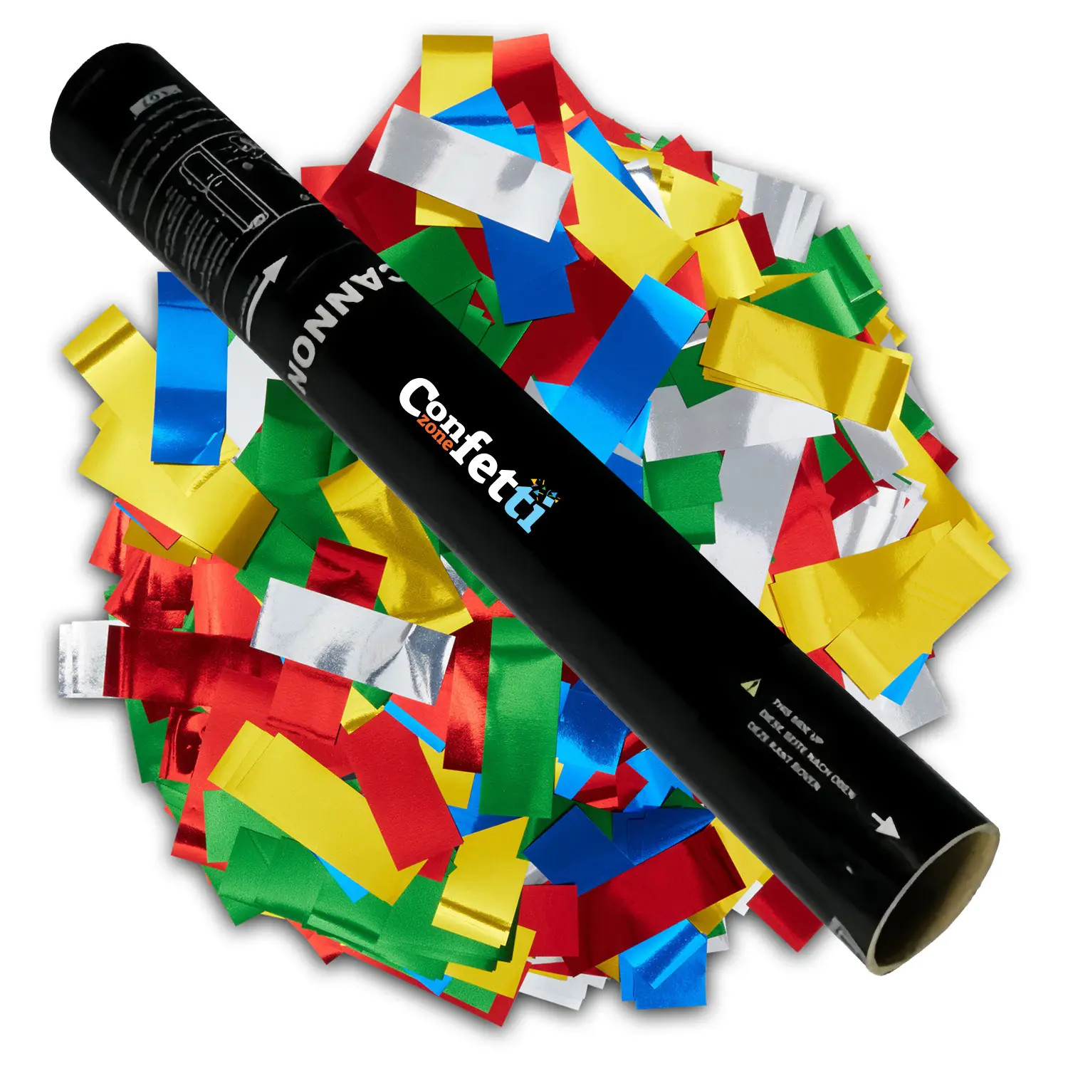 32 in Reflective Foil Handheld Metallic Paper Confetti Cannon - Manual Twist, 1-Time Launch, No Tools Required, Festive Party Supply for Weddings, Baby Shower, Multicolor, One-Time Launch